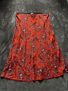 Bila Burnt Orange Paisley A-Line Skirt